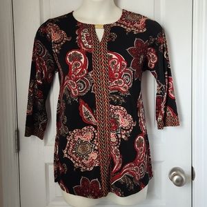 NWOT Susan Graver Paisley and Floral Blouse